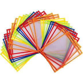 30 Multicolored Dry Erase Pockets, Oversize 10 x 13 Pockets, Perfect for Classroom Organization, Reusable Dry Erase Pockets, Teaching Supplies, 30 Pack