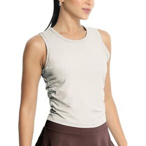 icyzone Ribbed Tank Top for Women, Cropped Sleeveless Workout Yoga Tops for Athletic Gym Running Casual Slim Fit