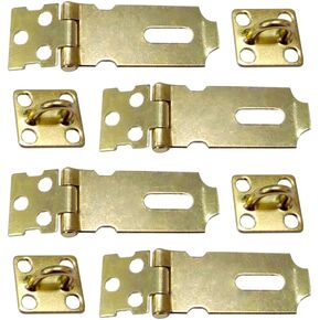 QCAA Safety HASP with Fixed Staple Steel Construction, 2", Brass Plated, 4 Pack, Made in Taiwan