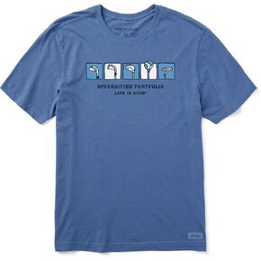 Life is Good. Men's Diversified Portfolio Golf Clubs Short Sleeve Crusher Lite Tee, Vintage Blue, Large in Saudi Arabia