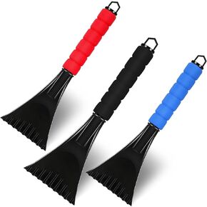 3pcs Ice Scraper for Car Windshield, Ice Snow Frost Removal Scraper with Foam Handle, Foam Gripped Snow Scraper for Car Truck Windshield Home Window Perfect Snow Removal Accessories(Black,Red,Blue)