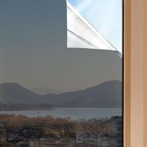 35.4inch X 157.5inch One Way Window Film, Shackcom Mirror Effect Tint Glass Covering for Home Office, Daytime Privacy Protecting Reflective Heat Control Anti UV Door Sticker (Sliver)
