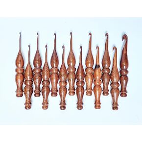 Wooden Crochet Hooks Set of 13-3.5mm to 16mm - Rosewood Crochet Hooks for Arthritic Hands - for Crocheting & Knitting - Ergonomic Soft Grip Handle Crochet Hooks - Gifts for Her(Hooks Only)
