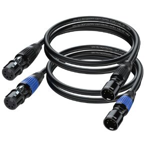 5Pin DMX Cables 10 ft 2 Pack - Premium 5 Pin DMX Signal Cable for DMX 512, DMX Lighting (Multi Color Coded, 10ft)