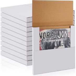 Tinlade 50 Pieces Vinyl Records Mailers 12.5" x 12.5" x 1" White Vinyl Record Shipping Boxes Fold LP Cardboard Album Mailing Box Multi Depth Album Bag for Packaging Moving Storage