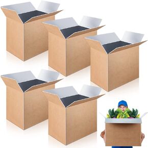 Henoyso 5 Pcs 19" x 12" x 16" Extra Large Insulated Shipping Box for Frozen Food, Cold Shipping Boxes, Reusable Cooler Box, Frozen Food Cold Box for Fresh Seafood Mailing Delivery Packaging
