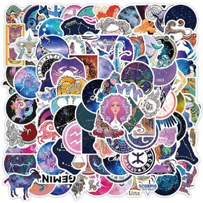 Constellation Zodiac Stickers, 100PCs, Twelve Signs Waterproof Vinyl Sticker Decals, for Laptop, Waterbottle, Phone, Skateboard, Guitar, Helmet, DIY Gifts for Kids, Girls, Teens (Constellation Zodiac)