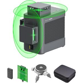 HOTO Laser Level Self Leveling 3x360°, Nivel Laser Level Tool for Picture Hanging Construction Work, 12 Green Straight Cross Line Laser with Remote Controller, Mini Tripod, IP54 Splashe Dust Proof