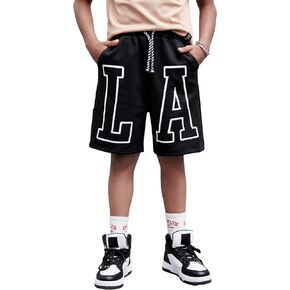 Floerns Boy's Letter Print Drawstring Waist Athletic Running Track Shorts