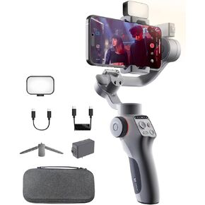 FUNSNAP C05 Kit Gimbal Stabilizer for Smartphone, iPhone Gimbal 3-Axis with Magnetic Fill Light/AI Tracking Sensor for iPhone 15 14 Pro Max Android Handheld Phone Gimbal for Video Recording