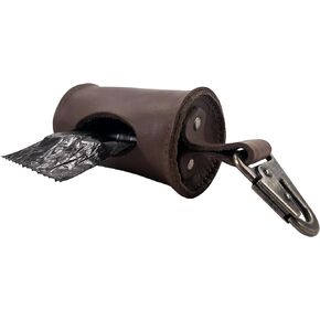 Hide & Drink, Durable Thick Leather Dog Poop Bag Dispenser with Belt Attachment, Dog Walkers, Stylish Dog Waste Bag Holder, Brass Metal Clip :: Charcoal Black