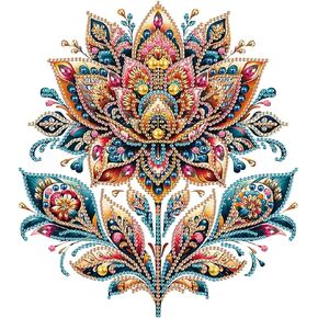 Stalente Diamond Painting Kits for Adults Flower, 5D Special Shape Diamond Art Kits for Beginners, Crystal Rhinestones Diamond Painting for Home Wall Decoration Gift 12×12inch, Lotus