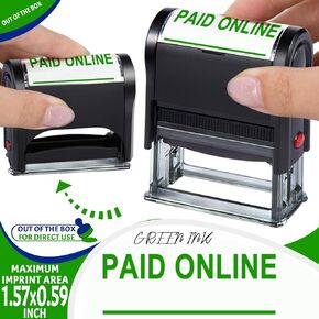 Paid Online Stamps Office Stamps Self Inking Personalized for Business Supplies Custom Rubber Business Paid Stamps for Office Supplies Paid Online Stamps Self Inking (Green)
