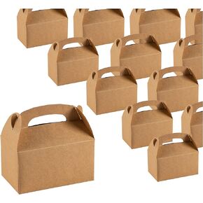BLUE PANDA Treat Boxes - 24-Pack Paper Party Favor Boxes, Brown Kraft Goodie Boxes for Birthdays and Events, 2 Dozen Party Gable Boxes, 6 x 3.3 x 3.6 Inches