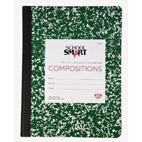 School Smart Stitched Cover Composition Book, Quad Ruled, 9-3/4 x 7-1/2 Inches, 200 Pages
