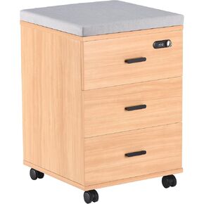 Soohow 3 Mobile Smart Lock Small Rolling Desk Unit Storage Drawers Black Filing Cabinet for Home Office Business, Brown in Kuwait