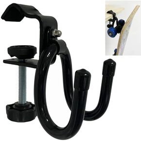 Desk Store Clamp-On Skateboard Holder Skateboard Hooks Skateboard Hanger,Stand Clamp Hook Under Desk Space Save Mount for Headphone, Backpacks, Longboard, Mini Cruiser and More