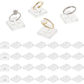 AHANDMAKER 30 Pcs Acrylic Ring Display Holder, Transparent Ring Showcase Display Ring Block for Selling Jewelry Storage Organizer for Wedding Ring Display Home Retail Shop Shows Photo Prop, Square