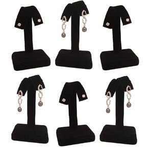 N'ice Packaging 4 Pieces - White Faux Leather Earring Tree Display 4.25H Fan-Out Jewelry Holder Stand