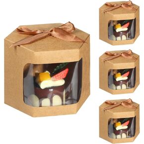 ISKYBOB 24PCS Individual Bakery Boxes with Window, Cupcake Containers 4.7 x 4.7 x 4 Inch Kraft Paper Cookie Boxes for Packaging Valentine's Gift Boxes Treat Boxes for Cake, Pastries, Charcute (White) in Saudi Arabia