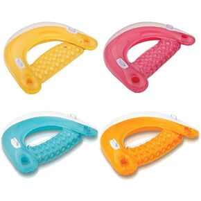 Intex 58859EP Sit 'N Float Inflatable Colorful Floating Tube Loungers with Backrest and Cup Holders for Pool, Lake, and Rivers, 4 Pack (Colors Vary)