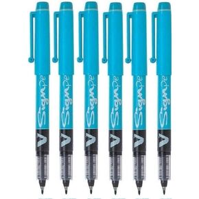 Pilot Light Blue V Sign Pen Liquid Ink Medium 2mm Nib Tip 0.6mm Line Width V-Sign Fibre Tip Point Marker Graphics SW-VSP (Pack of 6)