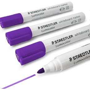 Staedtler Whiteboard Marker Pens 351 - Dry Erase Correction Pen - Bullet Tip - Pack of 4 x Purple