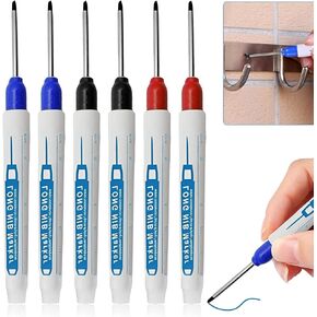 8 Pcs Deep Hole Marker Pens Carpenters Marker Drilling Markers Borehole Marker Drill Hole Marker Carpenters Pen Carpenter's Permanent Marker for Marking Hard to Reach Places(Black White Blue Red)