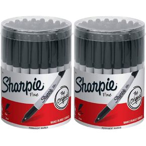 Sharpie Fine Point Permanent Marker, Black (Canister with 36 Pens) (2 Pack (Black))