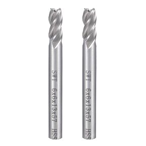 uxcell 2PCS 6mm Shank 1.5mm x 4mm Straight Flat Nose End Mill Cutter CNC Router Bits 4 Flute