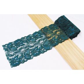 Dark Green 6 inch X 15 feet Floral lace Ribbon for Dress Making DIY Project Stretchy Smooth Soft and Great for Fashion (6" X 5 Yards Stretch-Green)