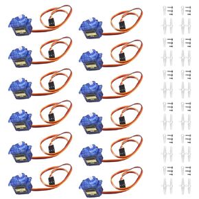 12pcs SG90 Micro Servo Motor 9G Mini Servo Kit for RC Helicopter Airplane Car Boat Robot Arm/Hand/Walking/Servo Door Lock Control with Cable