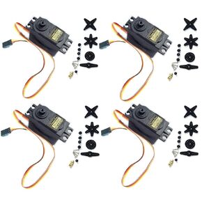 KIRO&SEEU 4PCS MG995 360°High Speed Torque Metal Gear Servo Motor Set Kit fit Boat/RC Helicopter/Car/Airplane/Smart Robot