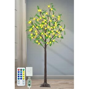 Lighted Olive Trees Artificial 4ft 60 LED Lights for Decoration Inside Outside, Prelit Fake Tree with 12 Fruits 120 Leaves Remote Electric Greenery Lights for Christmas Wedding Holiday Home Decor