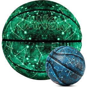 Kuangmi Glow in The Dark Basketball,Luminous Glowing Composite Leather Ball Gifts for Men, Women,Teen,Boys,Girls,Indoor & Outdoor Night Basketball