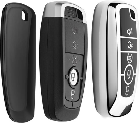Sindeda for Ford Key Fob Cover With Keychain Premium Soft TPU Full Protection Key Case Shell Compatible with Ford Explorer Mustang Fusion Escape F150 F250 F350 F450 F550 Edge-Silver in Saudi Arabia