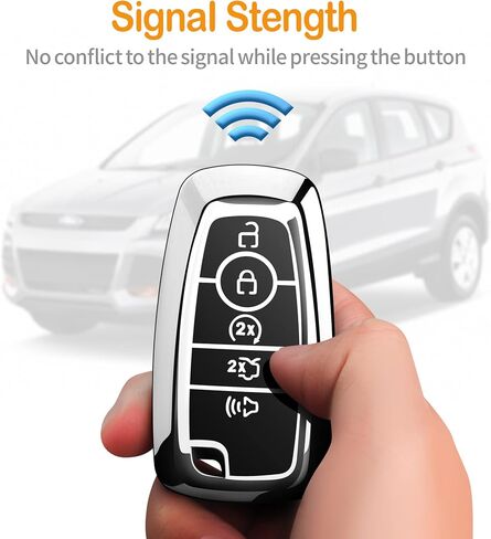 Sindeda for Ford Key Fob Cover With Keychain Premium Soft TPU Full Protection Key Case Shell Compatible with Ford Explorer Mustang Fusion Escape F150 F250 F350 F450 F550 Edge-Silver in Saudi Arabia
