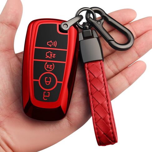 Sindeda for Ford Key Fob Cover With Keychain Premium Soft TPU Full Protection Key Case Shell Compatible with Ford Explorer Mustang Fusion Escape F150 F250 F350 F450 F550 Edge-Silver in Saudi Arabia