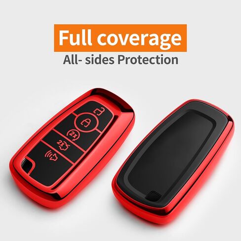 Sindeda for Ford Key Fob Cover With Keychain Premium Soft TPU Full Protection Key Case Shell Compatible with Ford Explorer Mustang Fusion Escape F150 F250 F350 F450 F550 Edge-Silver in Saudi Arabia