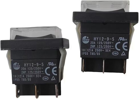 HY12-9-5 KEDU مفتاح تشغيل وإيقاف مع غطاء مقاوم للماء 6 دبابيس 20 أمبير 125/250 فولت (1) in Kuwait