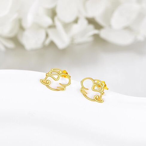 14K Real Gold Earrings Animal Stud for Women Solid Yellow Gold Cute Insect Jewelry Gifts for Girlfriend Wife Mom in Saudi Arabia