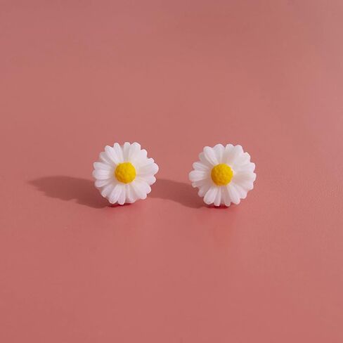 فقط اتبع 8 أزواج البوهيمي الحلو صغيرة الراتنج عباد الشمس ديزي قرط صغير زهري مجموعة للنساء آذان حساسة in Kuwait