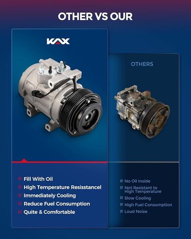 KAX Air Conditioner AC Compressor with Clutch, 68669 replacement for Ford Fusion 2006-2012, Lincoln MKZ 2010, Zephyr 2006, Mercury Milan 2006-2011, w/Oval Plug, Only for 4-3/8 "Diameter Pulley in Kuwait