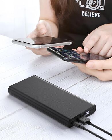 شاحن محمول بشاشة LED باور بانك 15000 مللي أمبير في الساعة USB C PD 20 وات شحن سريع حزمة بطارية خارجية متوافقة مع iPhone 15/14/13 Samsung S23/S22 Google LG iPad إلخ - أسود in Saudi Arabia