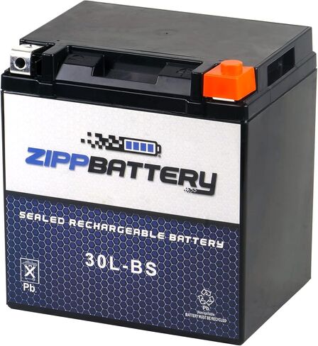 Zipp Battery YTX30L-BS Maintenance Free Replacement Battery for ATV, Motorcycle, Snowmobile, and UTV: 12 Volts, 3 Amps, 30Ah, Nut and Bolt (T3) Terminal in Saudi Arabia