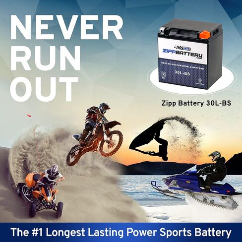 Zipp Battery YTX30L-BS Maintenance Free Replacement Battery for ATV, Motorcycle, Snowmobile, and UTV: 12 Volts, 3 Amps, 30Ah, Nut and Bolt (T3) Terminal in Saudi Arabia