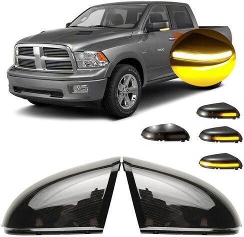 2PCS Mirror Turn Signal Lights Lamp and Housing Driver& Passenger Side For Dodge Ram 2009-2014 1500 2010-2014 2500 RH&LH OEM 68064948AA,68064949AA,clear in Saudi Arabia