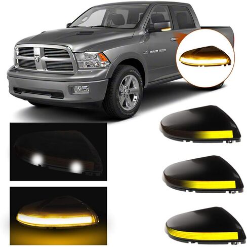 2PCS Mirror Turn Signal Lights Lamp and Housing Driver& Passenger Side For Dodge Ram 2009-2014 1500 2010-2014 2500 RH&LH OEM 68064948AA,68064949AA,clear in Saudi Arabia