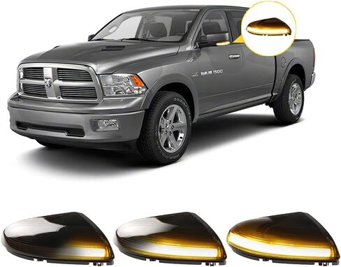 2PCS Mirror Turn Signal Lights Lamp and Housing Driver& Passenger Side For Dodge Ram 2009-2014 1500 2010-2014 2500 RH&LH OEM 68064948AA,68064949AA,clear in Saudi Arabia