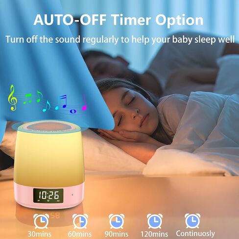 White Noise Sound Machine with 34 Sleep Sounds 8 Colors Night Light, Battery Powered Integrated Alarm Clock Bluetooth Function Sleep Timer, White Noise Machine for Sleeping Adults Baby Pink in Saudi Arabia